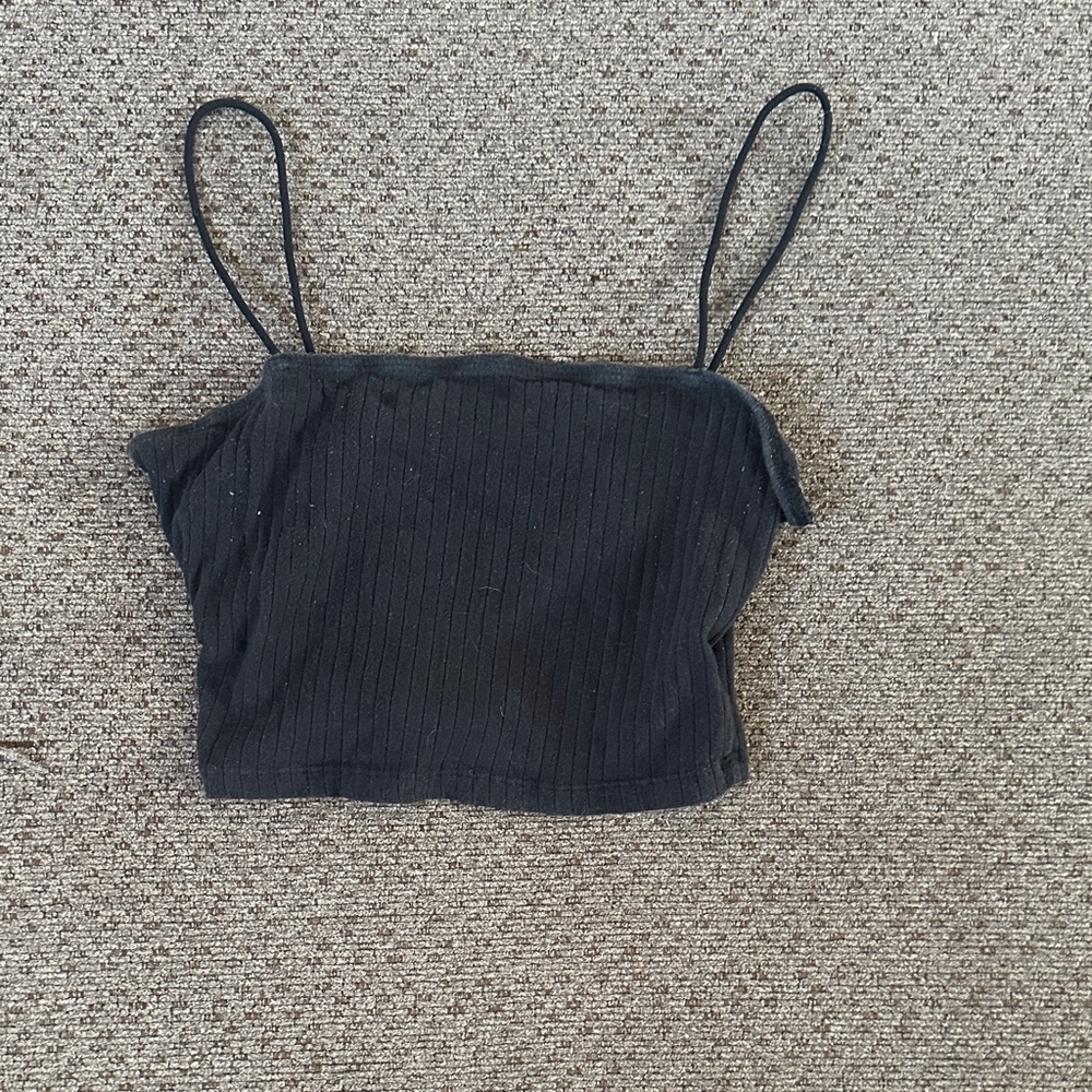 SHEIN Black Ribbed Crop Top